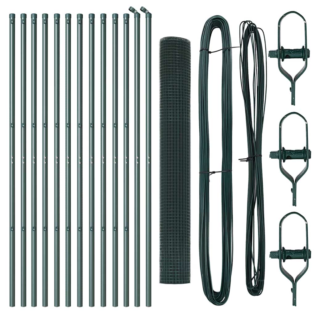 Recinzione con pali. Verde 1 x 25 m Acciaio 3351727