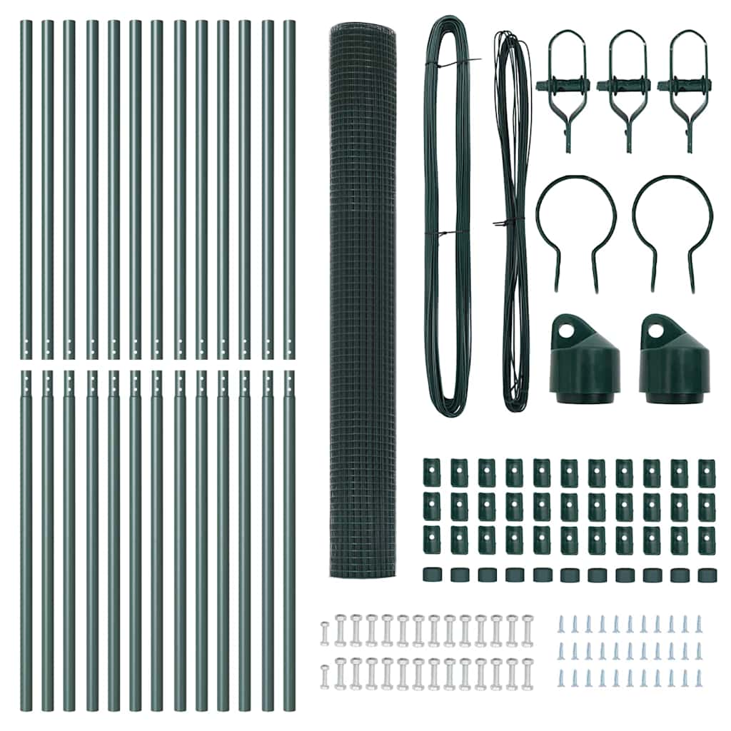 Recinzione con pali. Verde 1.5 x 25 m Acciaio 3351740