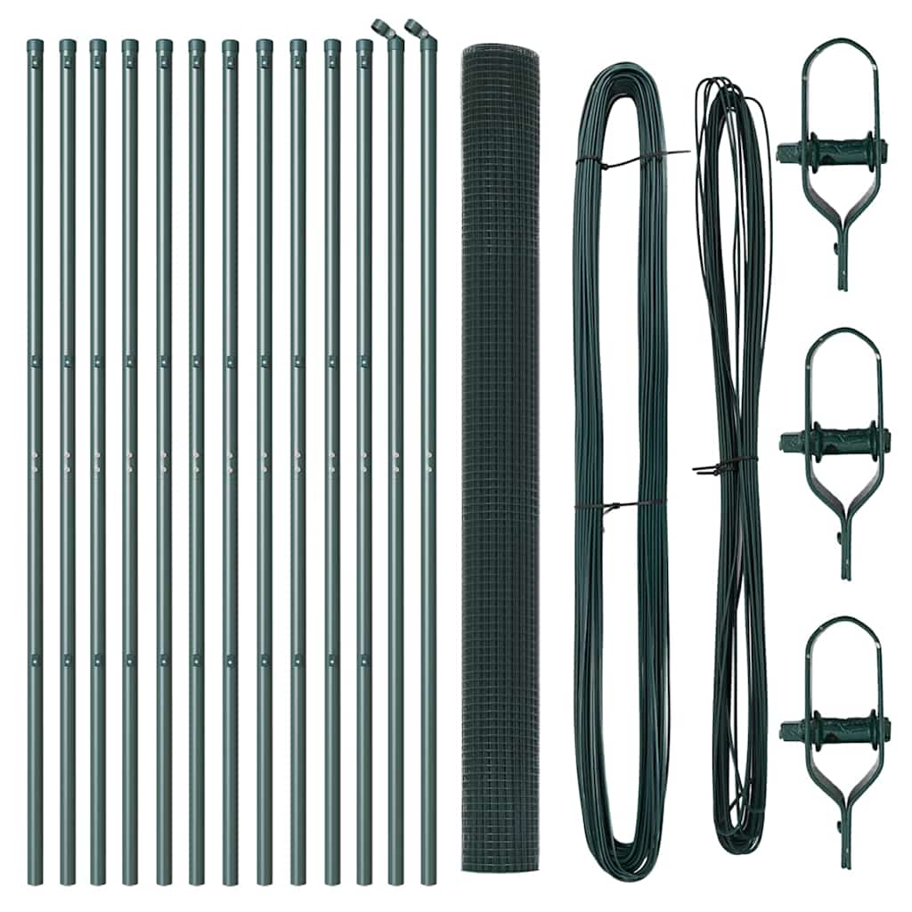 Recinzione con pali. Verde 1.6 x 25 m Acciaio 3351743
