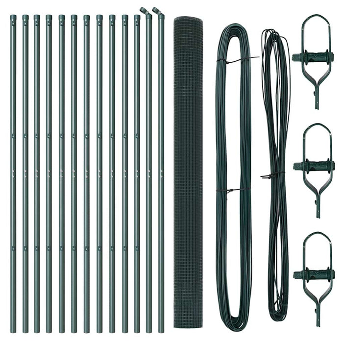 Recinzione con pali. Verde 1.6 x 25 m Acciaio 3351743