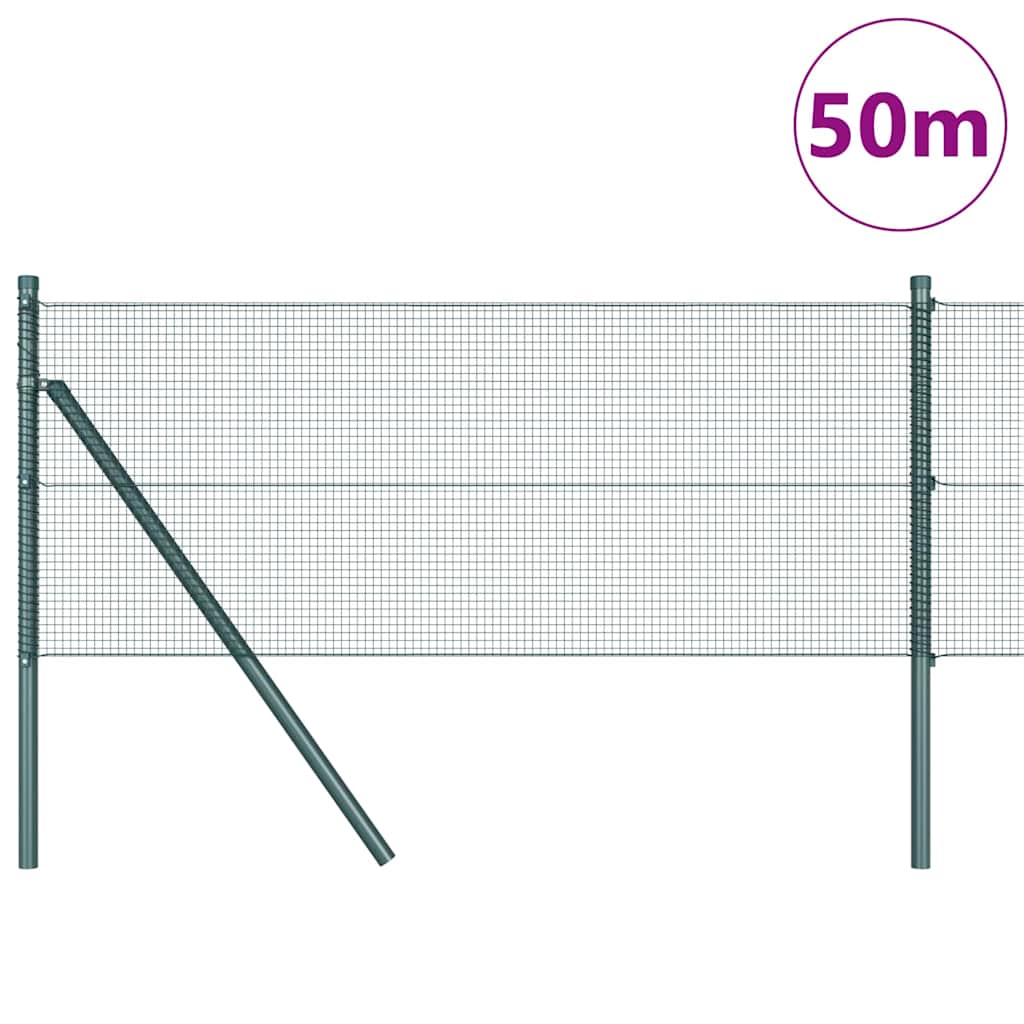 Recinzione con pali. Verde 0.5 x 50 m Acciaio 3351748