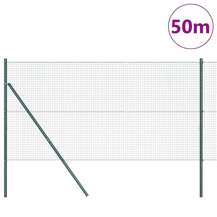 Recinzione con pali. Verde 1 x 50 m Acciaio 3351763