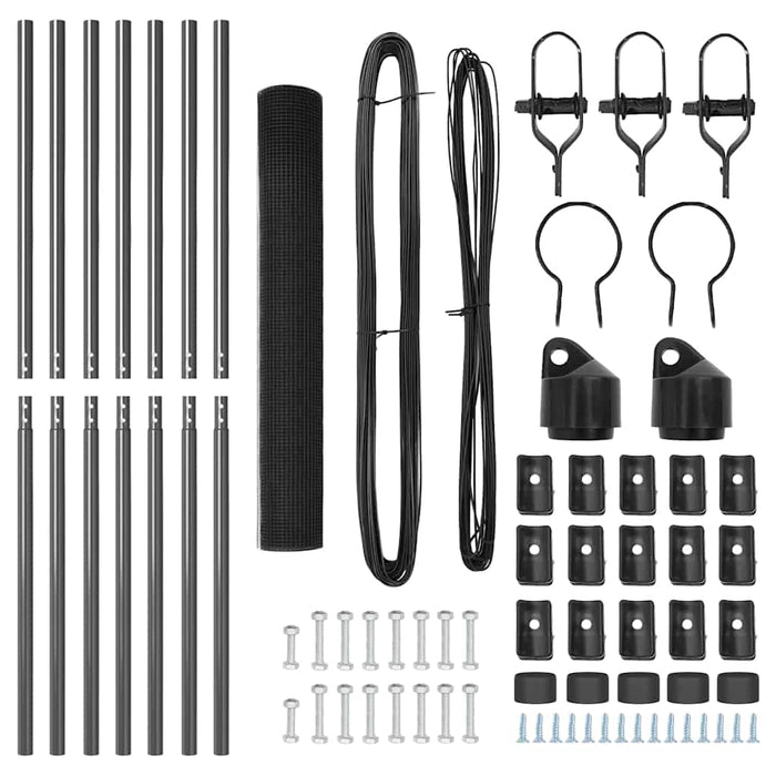 Recinzione con pali. Grigio 1 x 10 m Acciaio 3351808