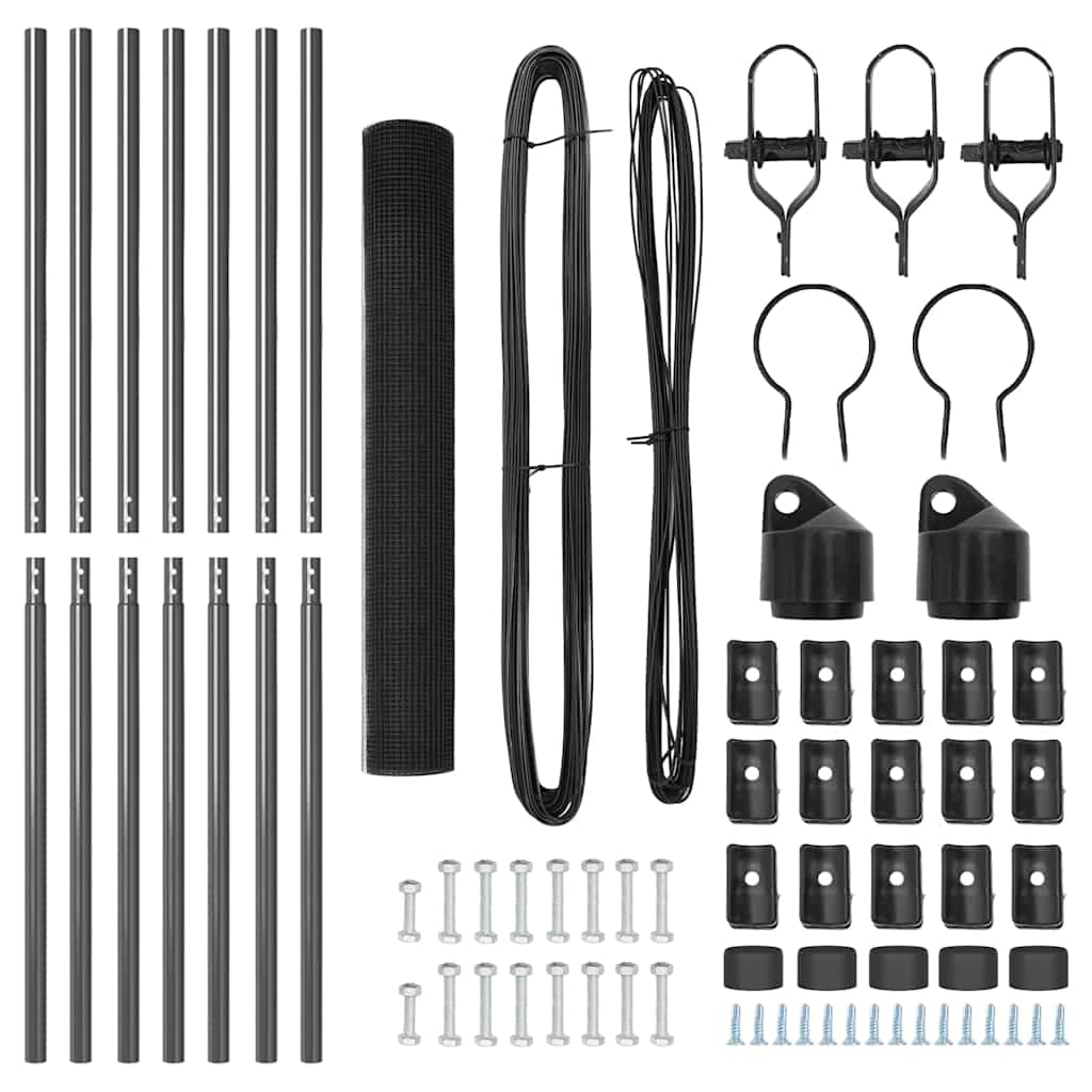 Recinzione con pali. Grigio 1.4 x 10 m Acciaio 3351819
