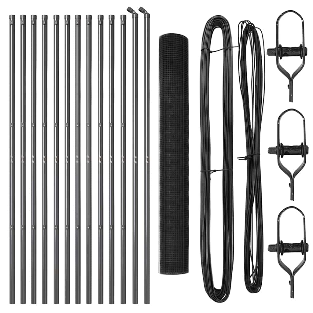 Recinzione con pali. Grigio 1 x 25 m Acciaio 3351844