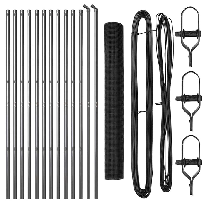 Recinzione con pali. Grigio 1.2 x 25 m Acciaio 3351848