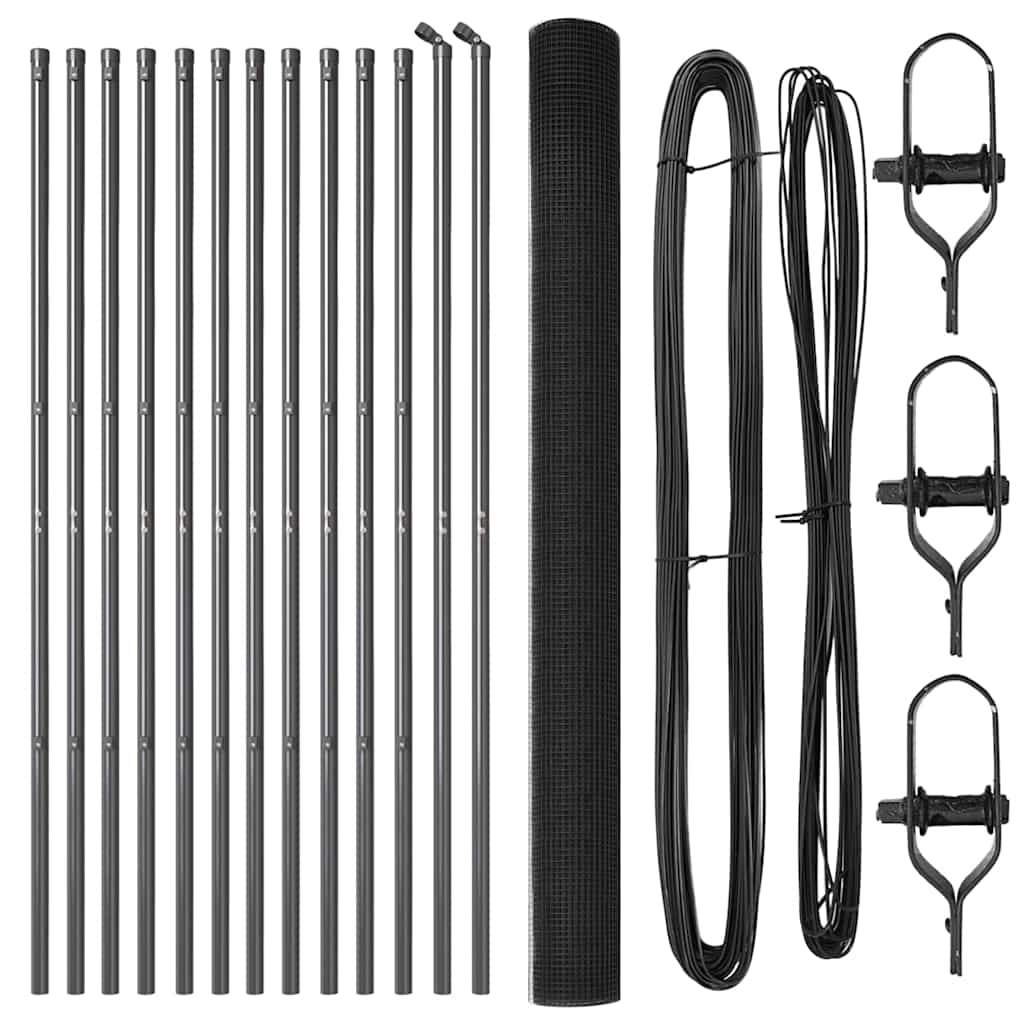 Recinzione con pali. Grigio 1.6 x 25 m Acciaio 3351859