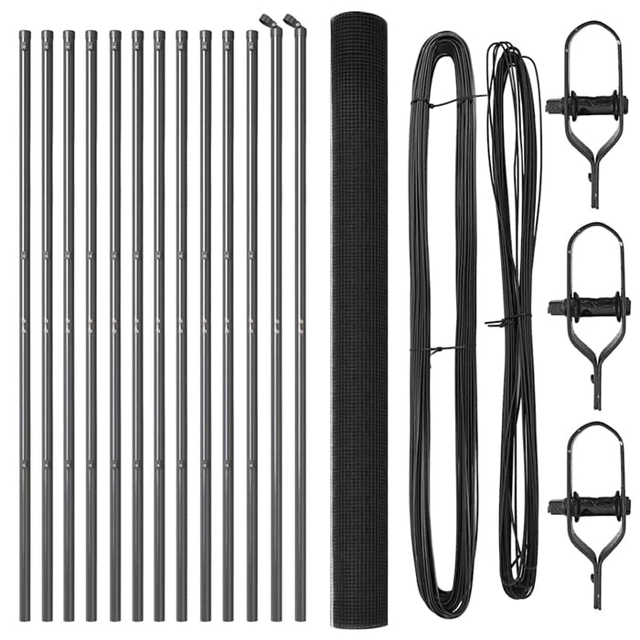 Recinzione con pali. Grigio 1.6 x 25 m Acciaio 3351859