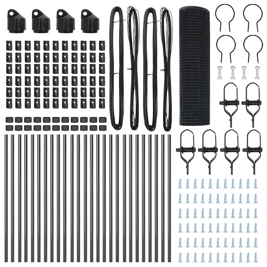 Recinzione con pali. Grigio 0.8 x 50 m Acciaio 3351877