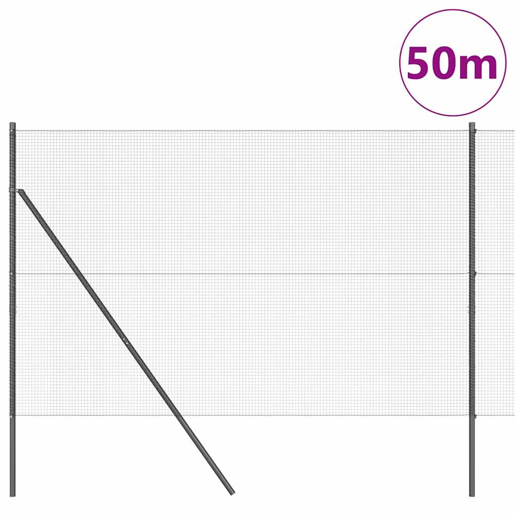 Recinzione con pali. Grigio 1.5 x 50 m Acciaio 3351891