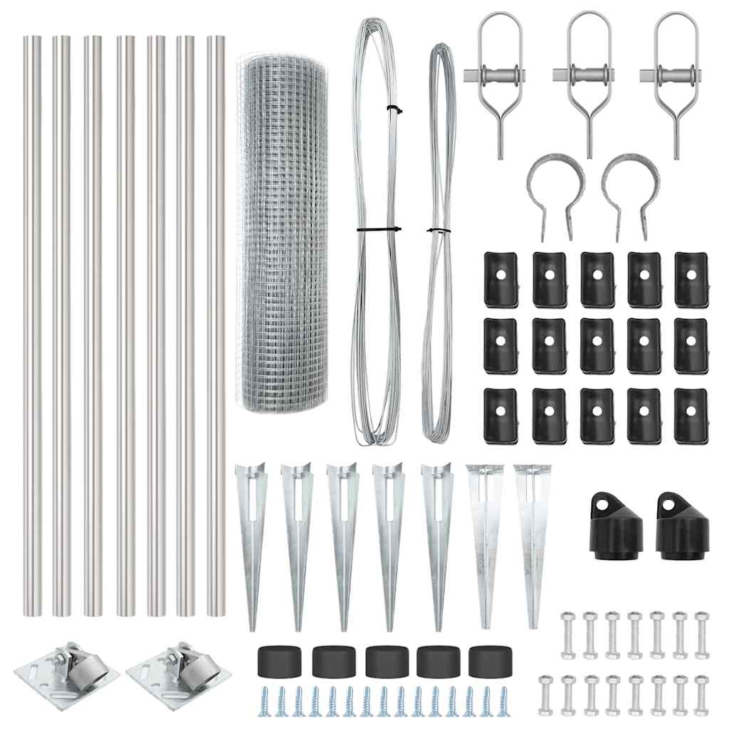 Recinzione con pali. Argento 0.5 x 10 m Acciaio 3351915