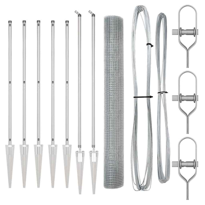 Recinzione con pali. Argento 1.2 x 10 m Acciaio 3351931