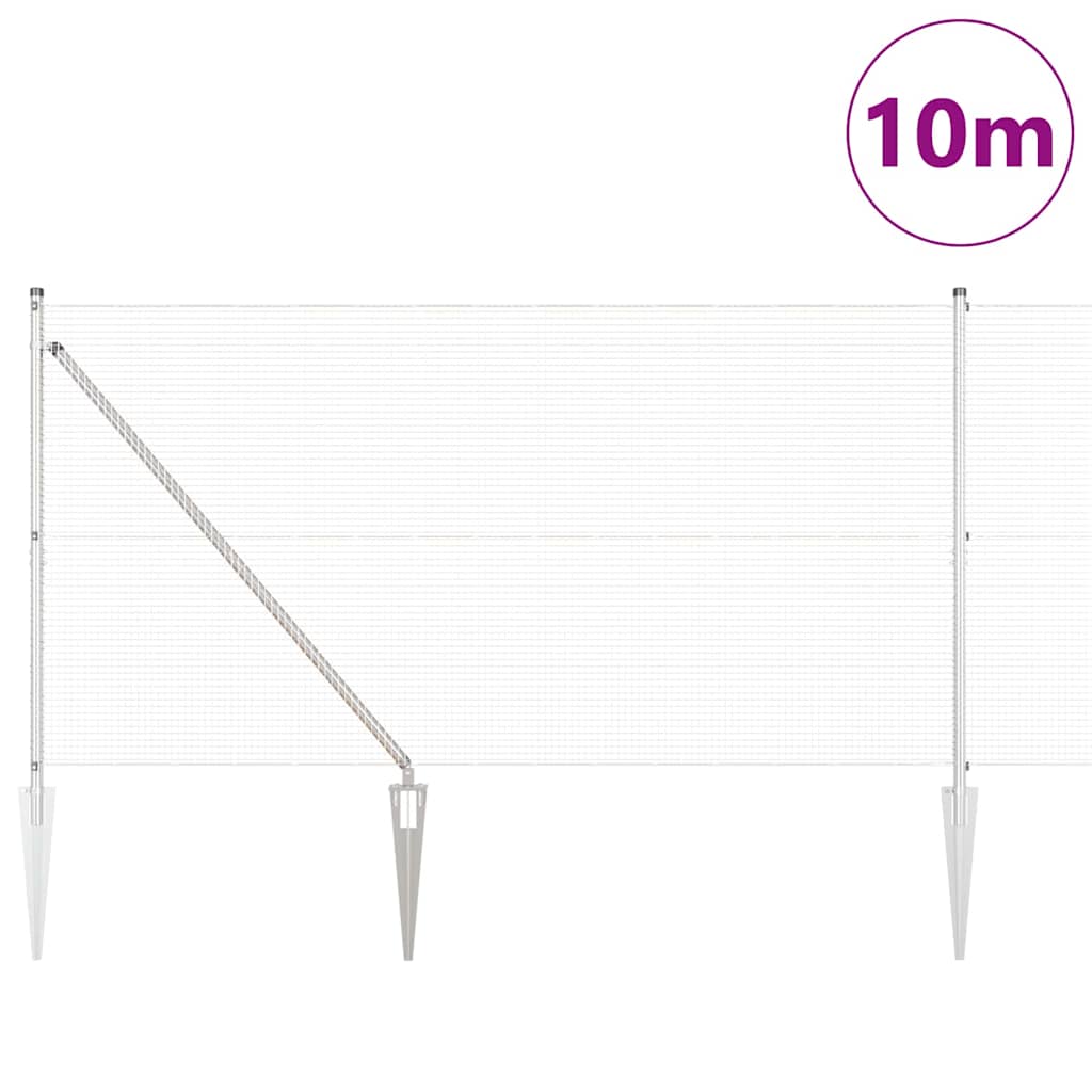 Recinzione con pali. Argento 1.2 x 10 m Acciaio 3351931