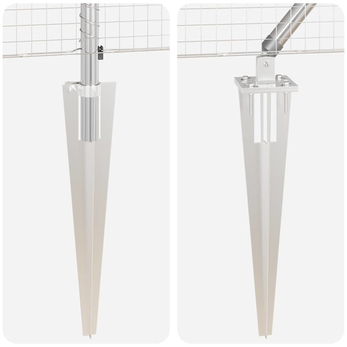 Recinzione con pali. Argento 1.2 x 10 m Acciaio 3351933