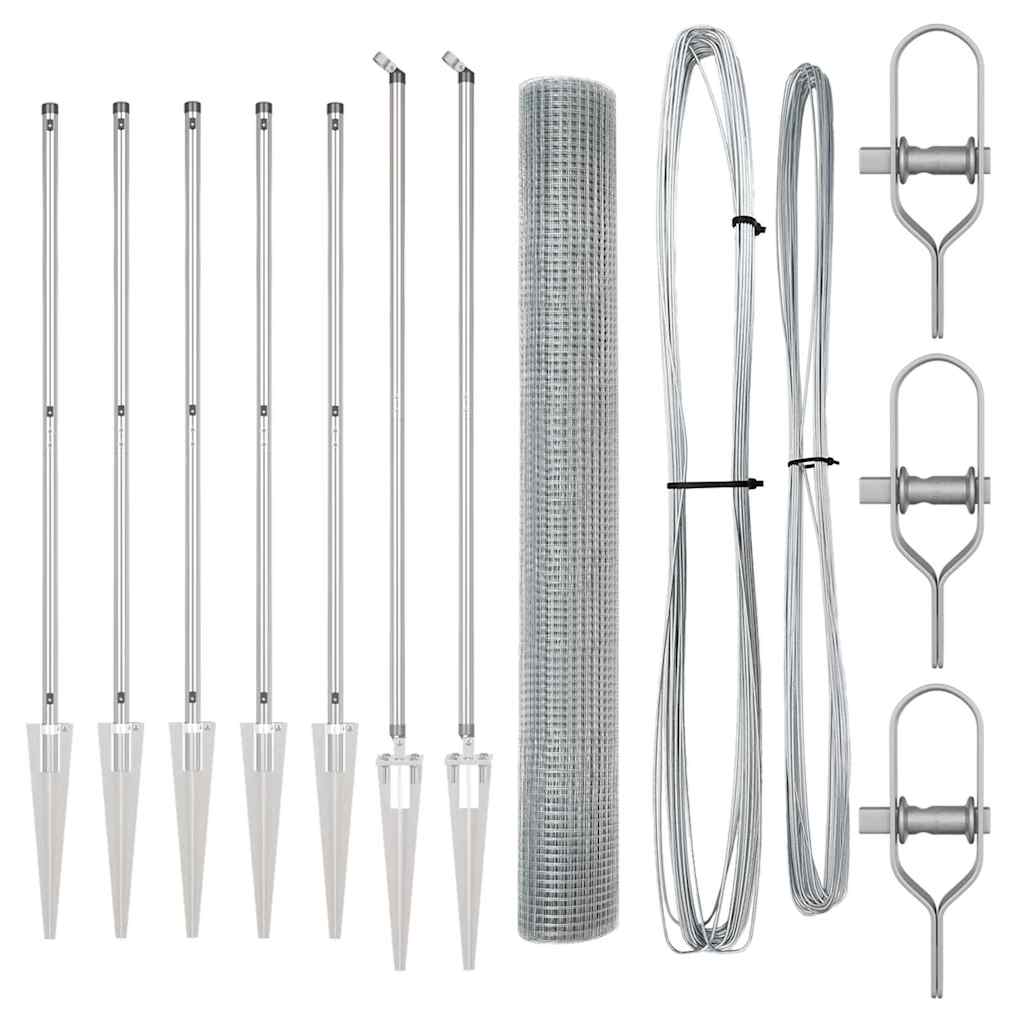 Recinzione con pali. Argento 1.2 x 10 m Acciaio 3351933