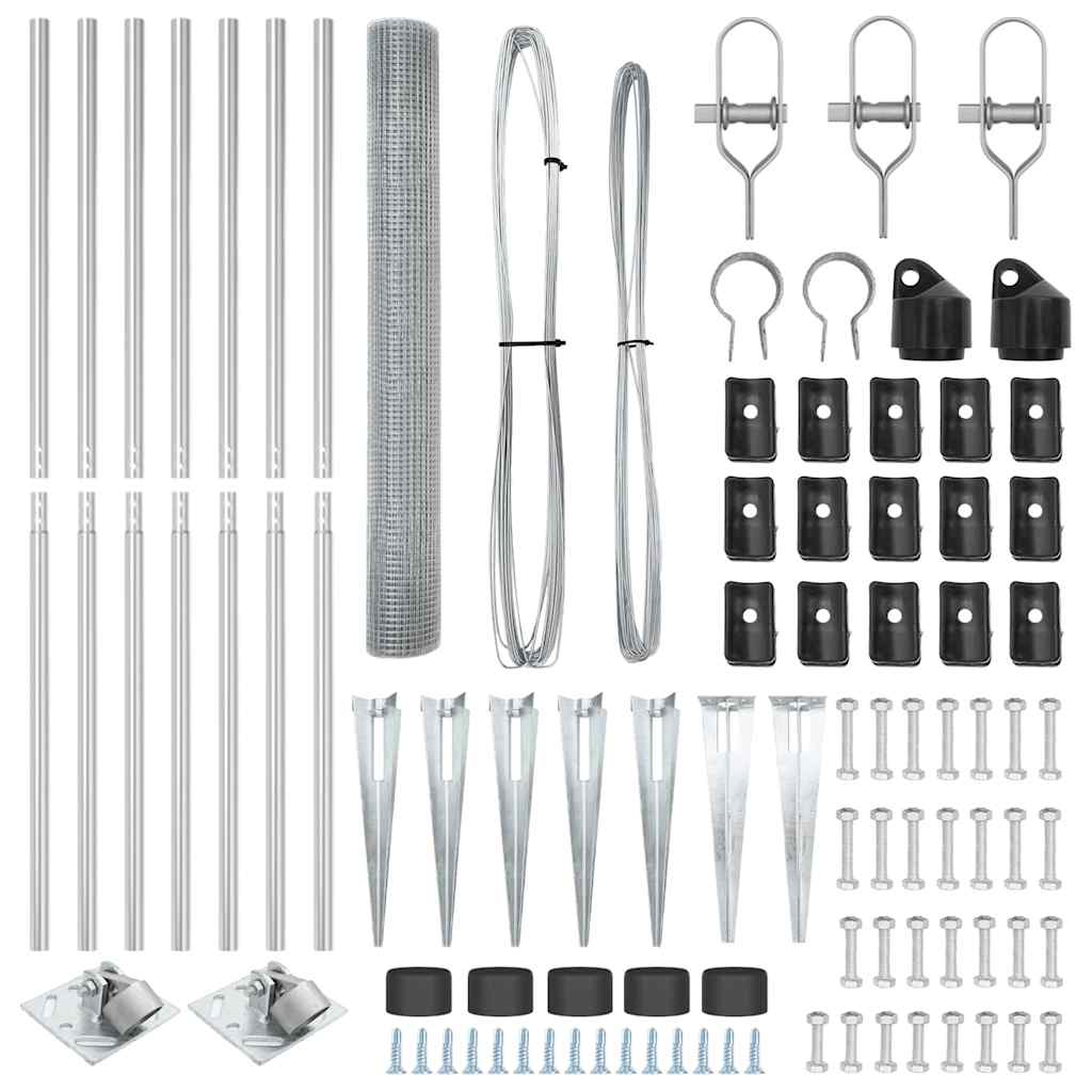 Recinzione con pali. Argento 1.4 x 10 m Acciaio 3351935