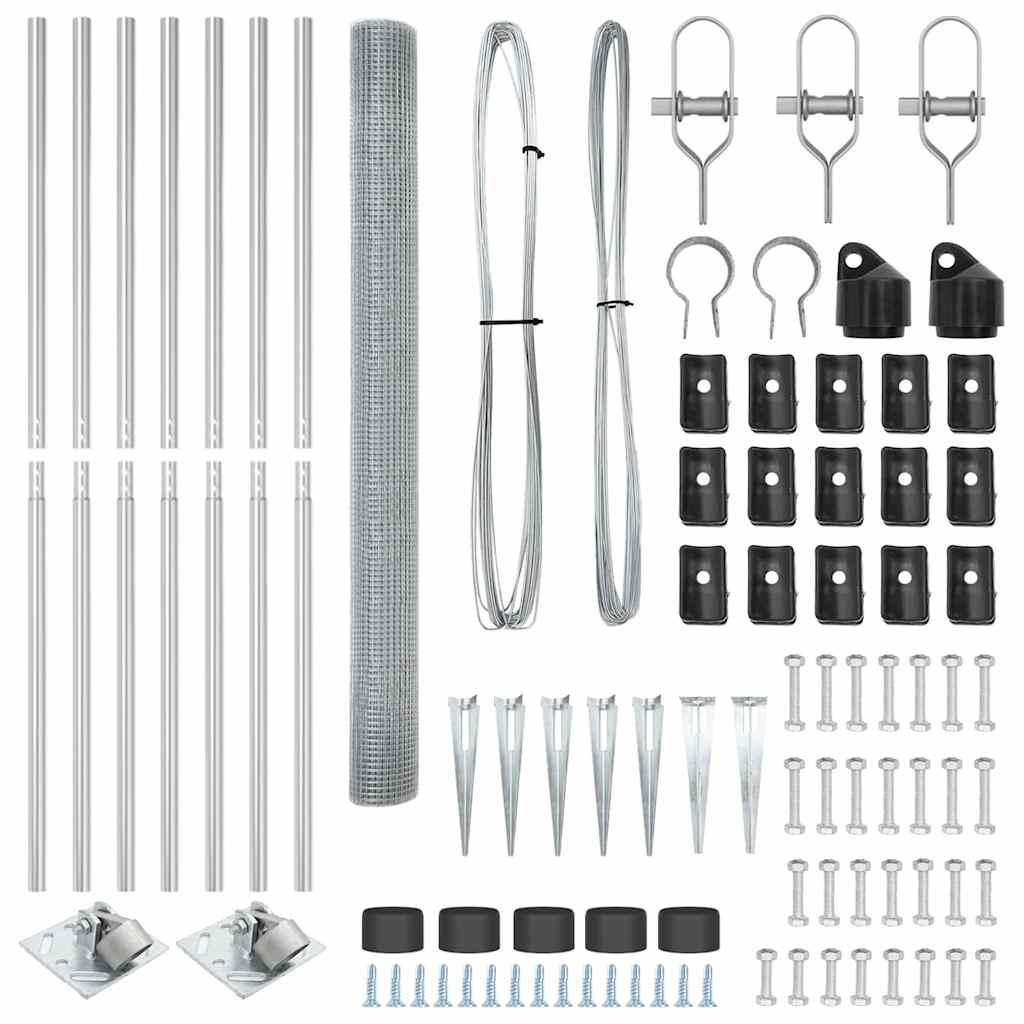 Recinzione con pali. Argento 1.5 x 10 m Acciaio 3351941