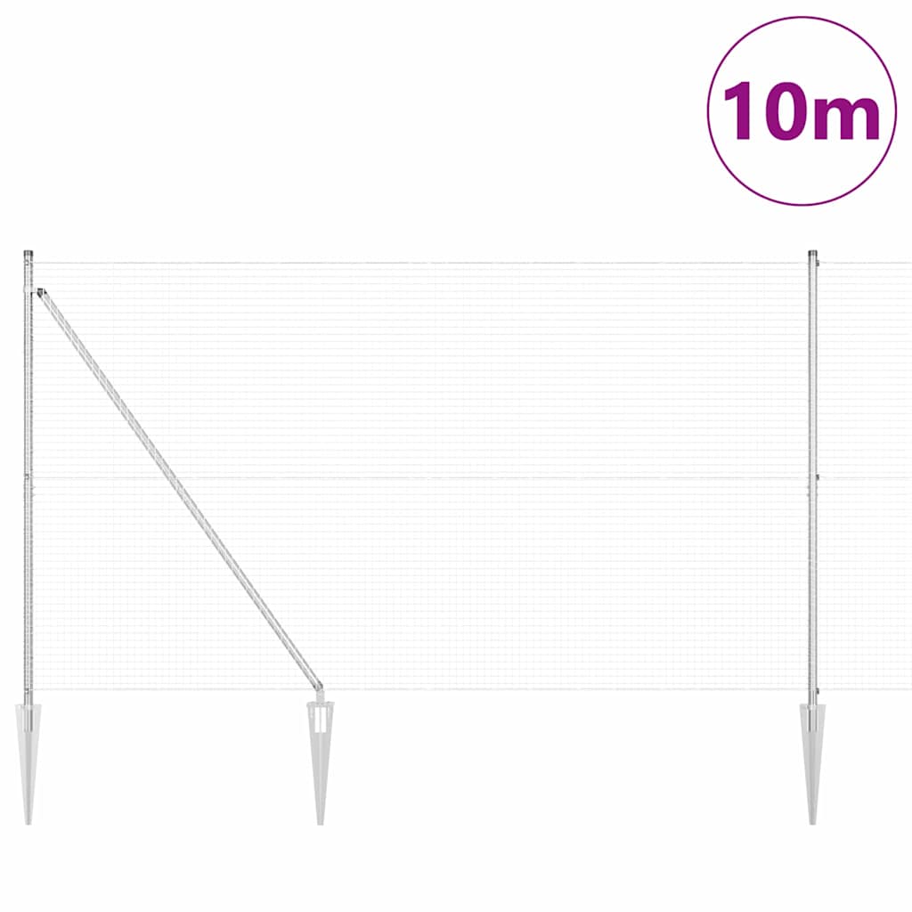 Recinzione con pali. Argento 1.5 x 10 m Acciaio 3351941