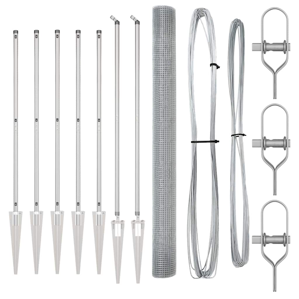 Recinzione con pali. Argento 1.6 x 10 m Acciaio 3351942