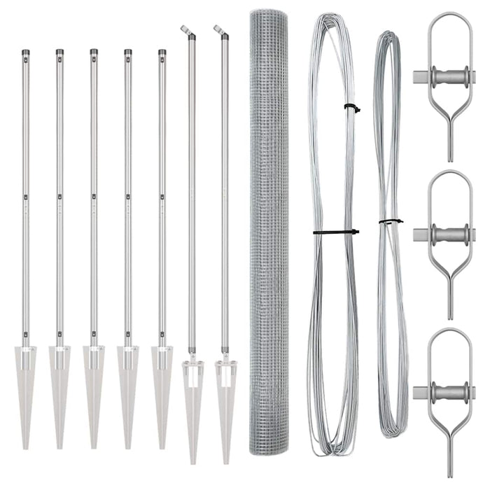Recinzione con pali. Argento 1.6 x 10 m Acciaio 3351942