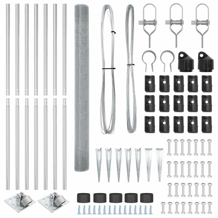 Recinzione con pali. Argento 1.6 x 10 m Acciaio 3351942