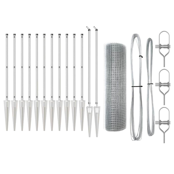 Recinzione con pali. Argento 0.4 x 25 m Acciaio 3351945