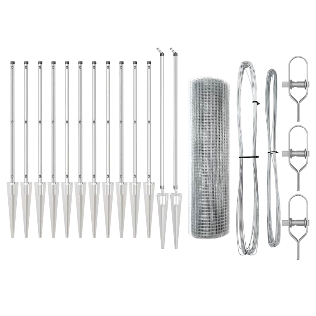 Recinzione con pali. Argento 0.8 x 25 m Acciaio 3351957