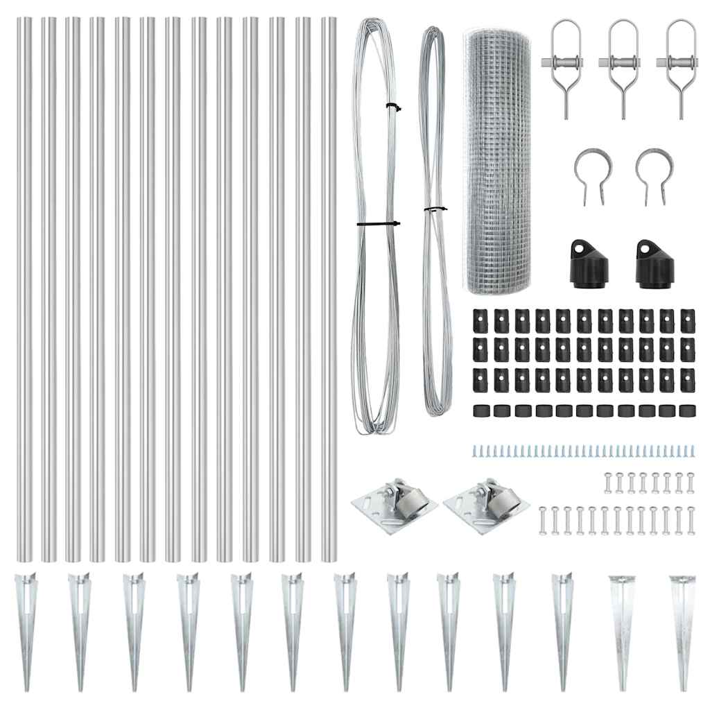 Recinzione con pali. Argento 0.8 x 25 m Acciaio 3351959