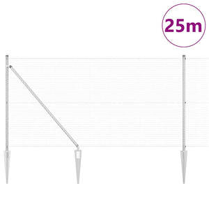 Recinzione con pali. Argento 1 x 25 m Acciaio 3351964