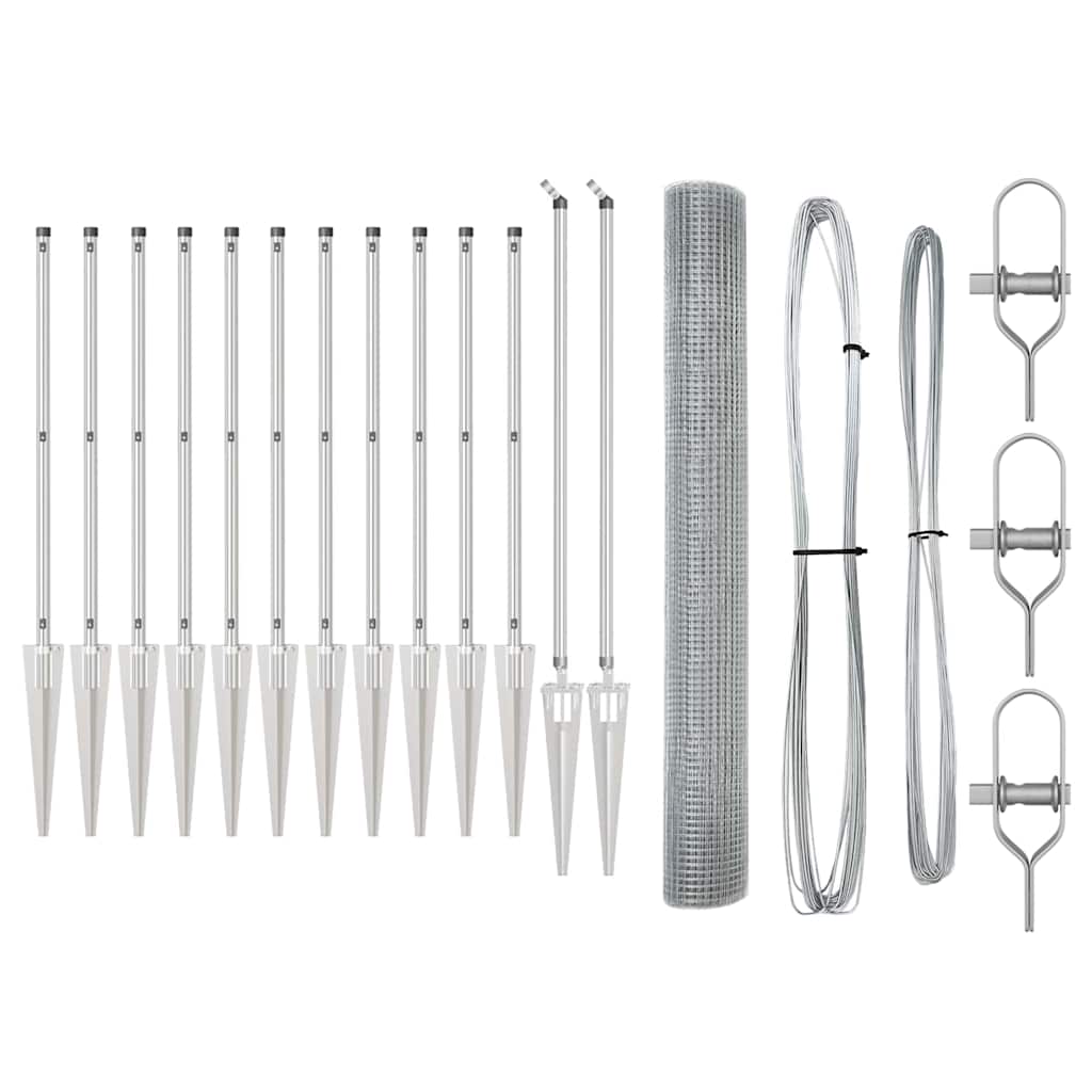 Recinzione con pali. Argento 1.2 x 25 m Acciaio 3351965