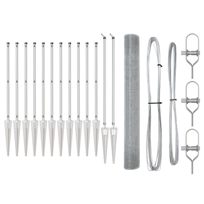 Recinzione con pali. Argento 1.4 x 25 m Acciaio 3351970