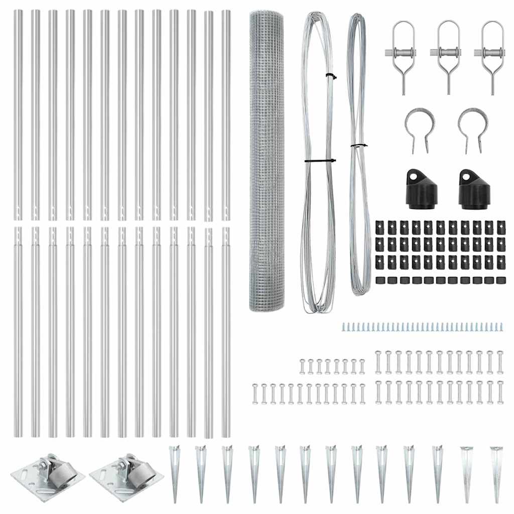 Recinzione con pali. Argento 1.4 x 25 m Acciaio 3351970