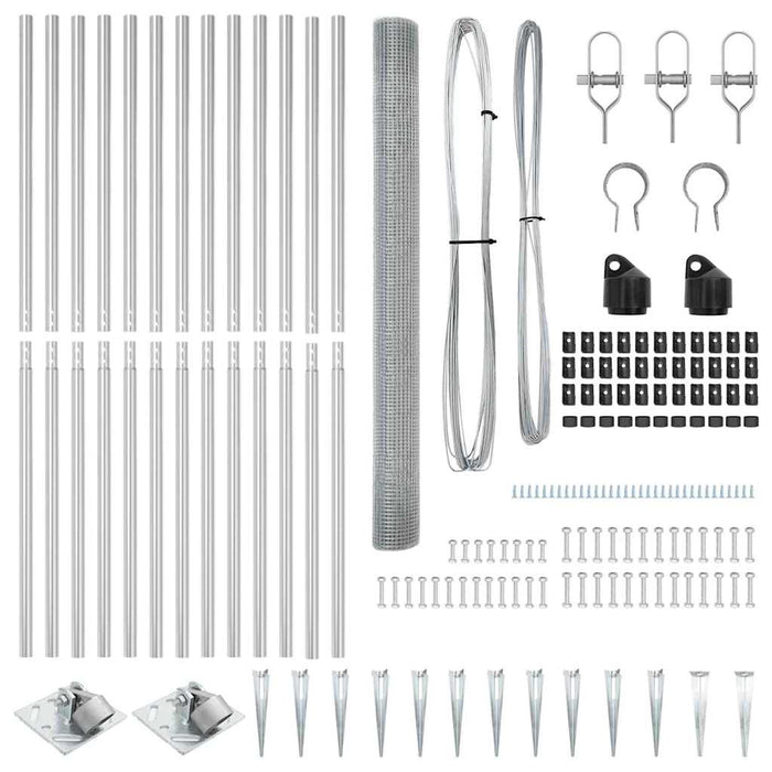 Recinzione con pali. Argento 1.6 x 25 m Acciaio 3351977