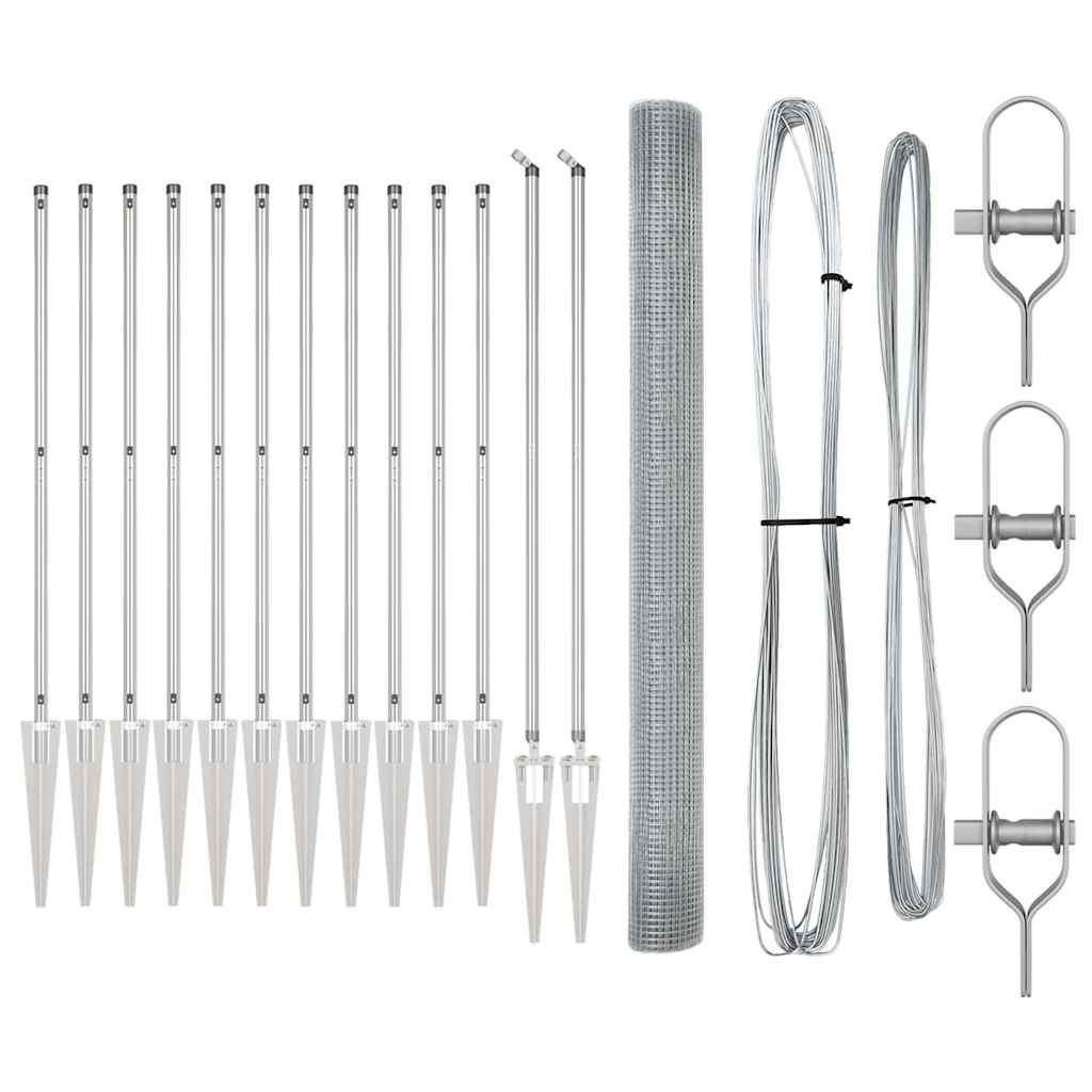 Recinzione con pali. Argento 1.6 x 25 m Acciaio 3351978