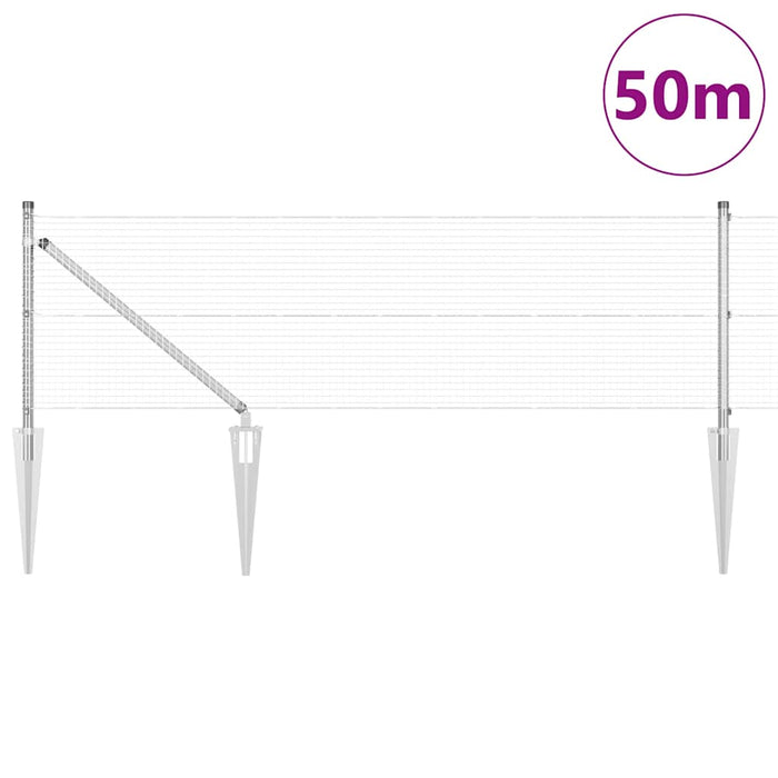Recinzione con pali. Argento 0.8 x 50 m Acciaio 3351994