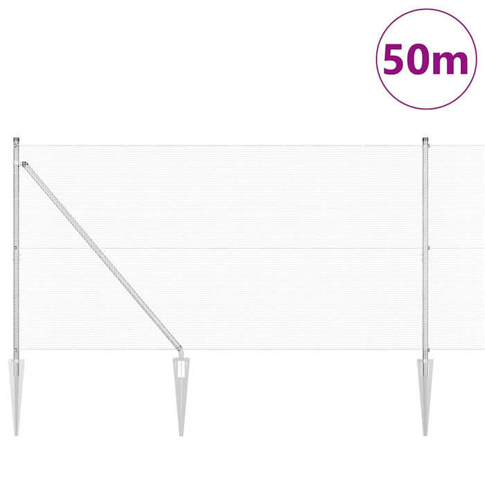 Recinzione con pali. Argento 1.2 x 50 m Acciaio 3352000