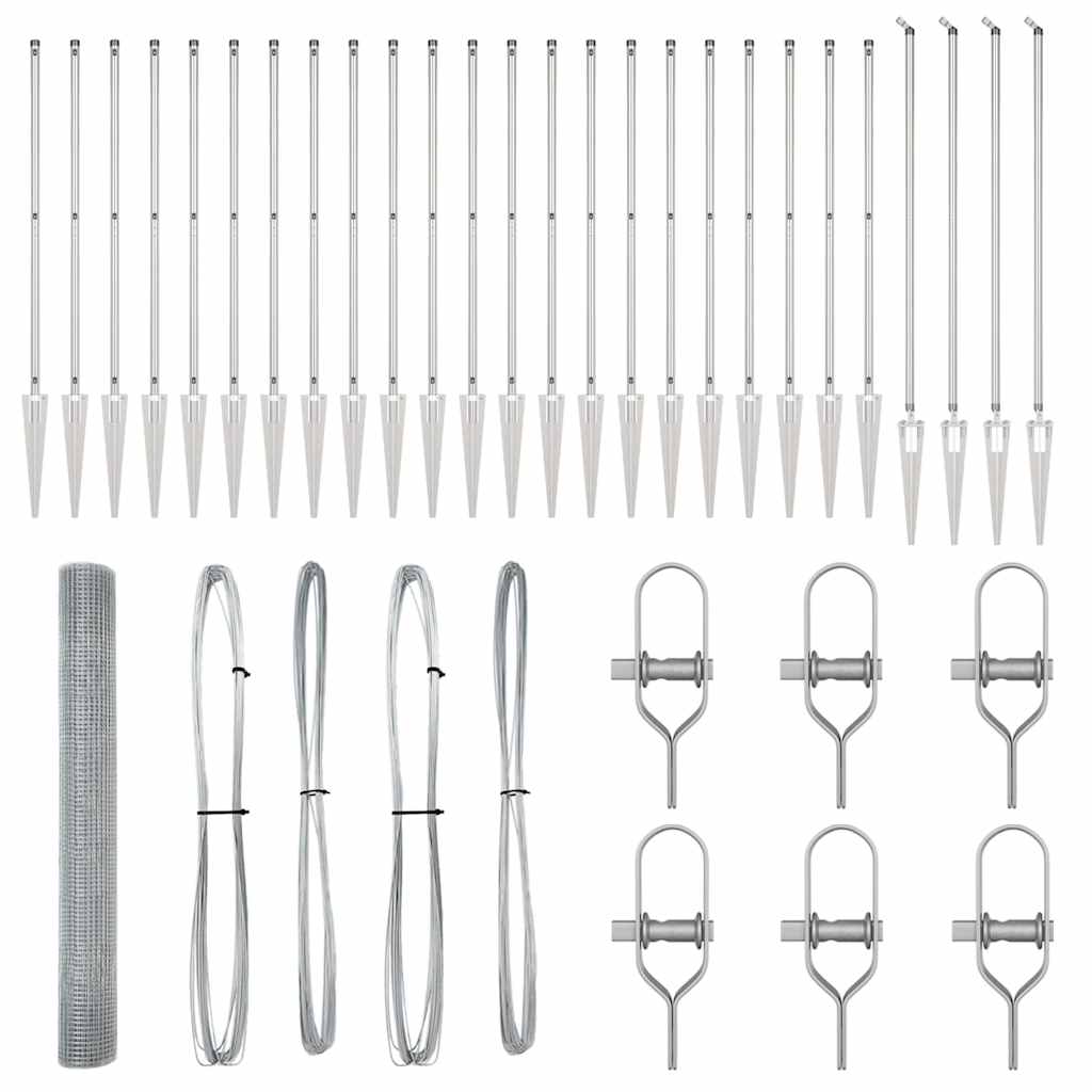 Recinzione con pali. Argento 1.2 x 50 m Acciaio 3352002