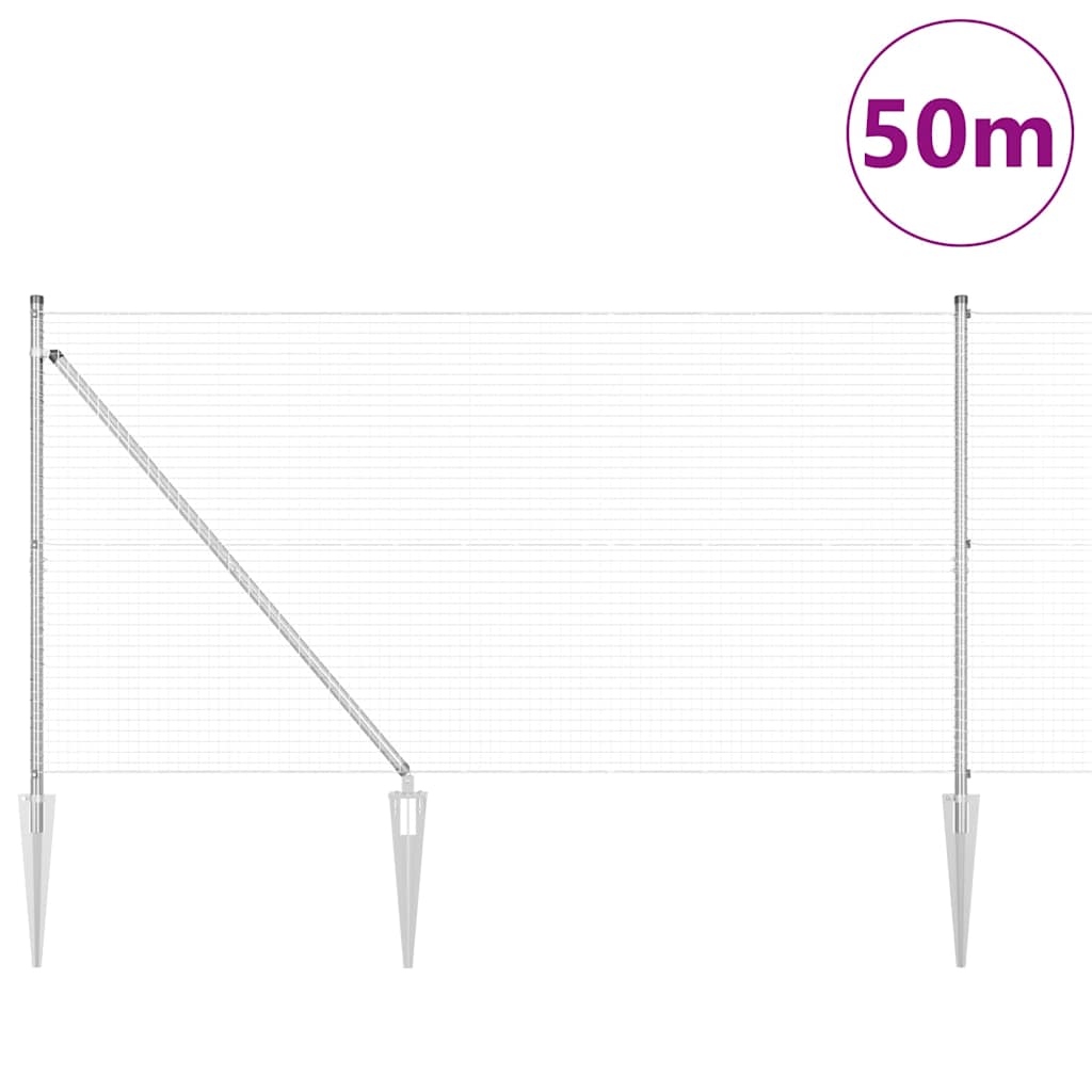 Recinzione con pali. Argento 1.2 x 50 m Acciaio 3352003
