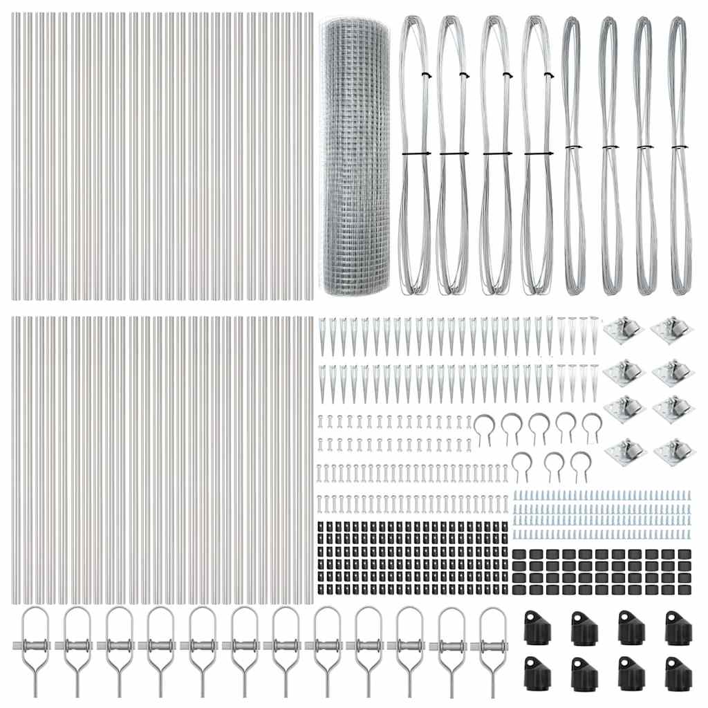 Recinzione con pali. Argento 1 x 100 m Acciaio 3352028