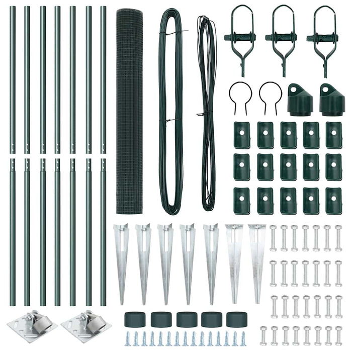 Recinzione con pali. Verde 1 x 10 m Acciaio 3352045