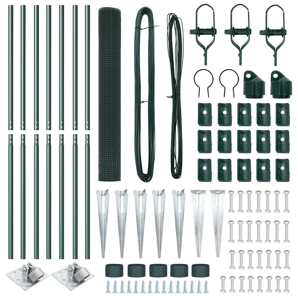 Recinzione con pali. Verde 1 x 10 m Acciaio 3352047