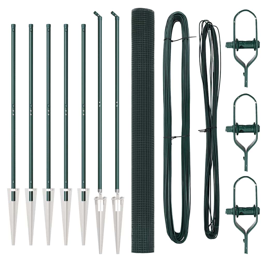 Recinzione con pali. Verde 1.6 x 10 m Acciaio 3352062