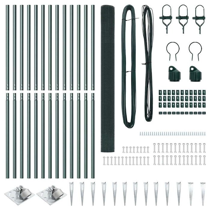 Recinzione con pali. Verde 1.6 x 25 m Acciaio 3352098