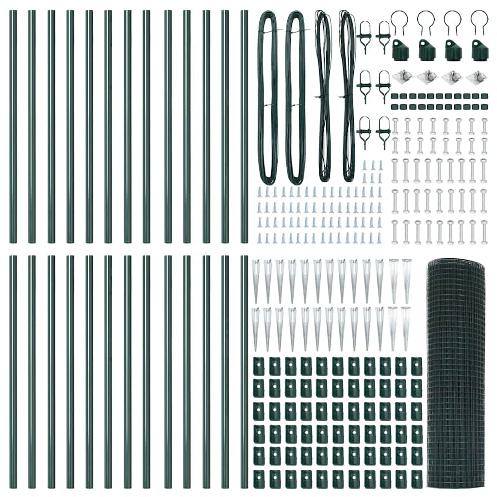 Recinzione con pali. Verde 1 x 50 m Acciaio 3352118