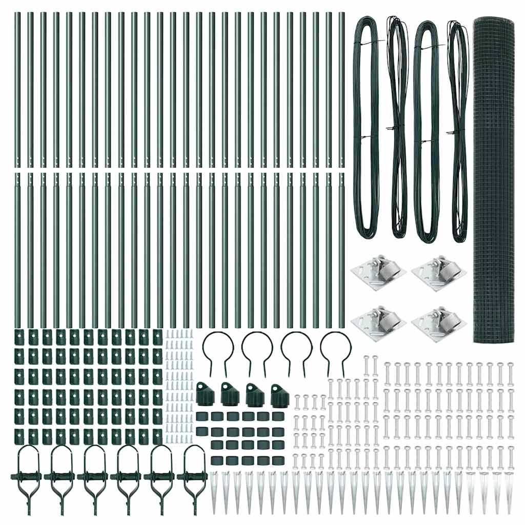 Recinzione con pali. Verde 1.2 x 50 m Acciaio 3352122
