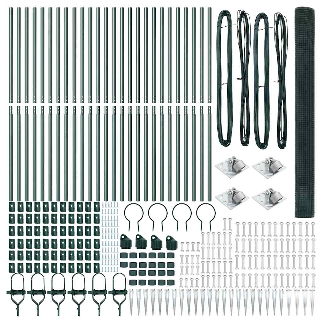 Recinzione con pali. Verde 1.5 x 50 m Acciaio 3352127