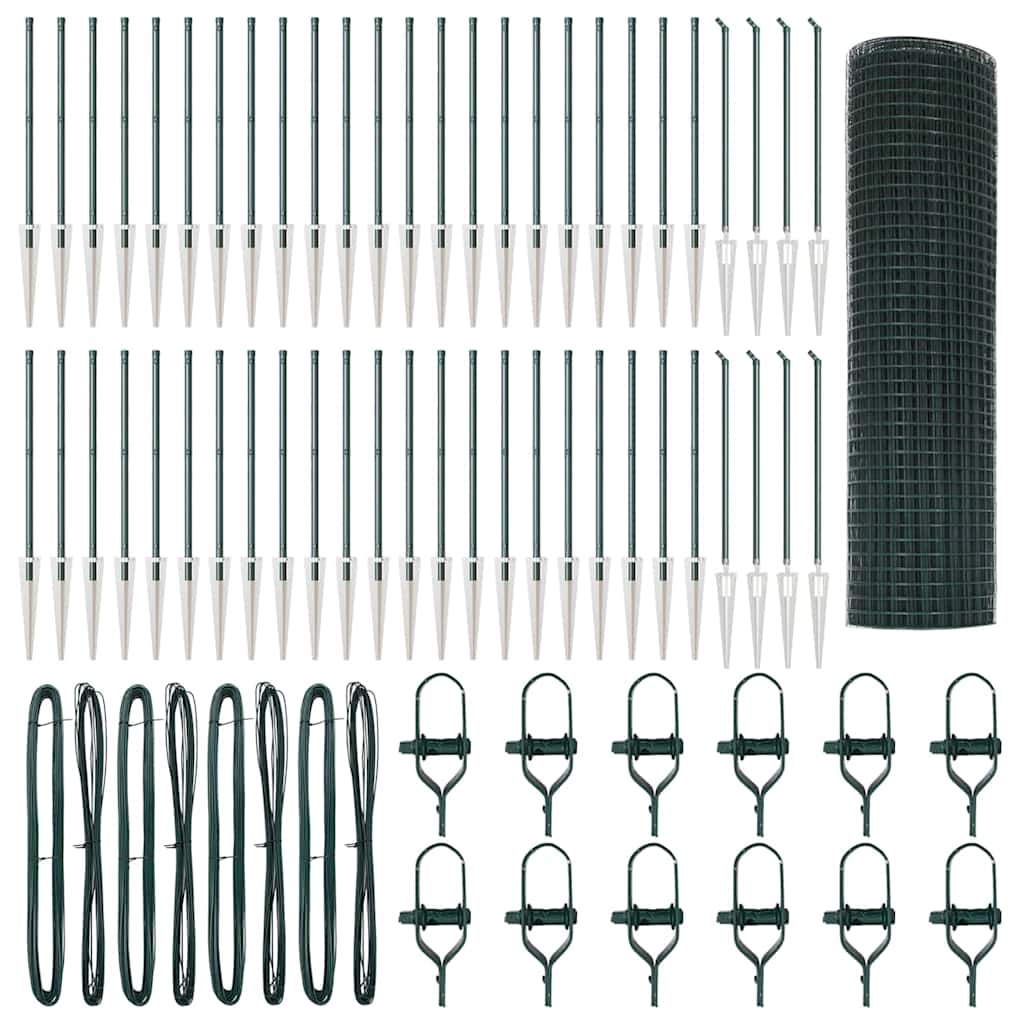 Recinzione con pali. Verde 1 x 100 m Acciaio 3352146