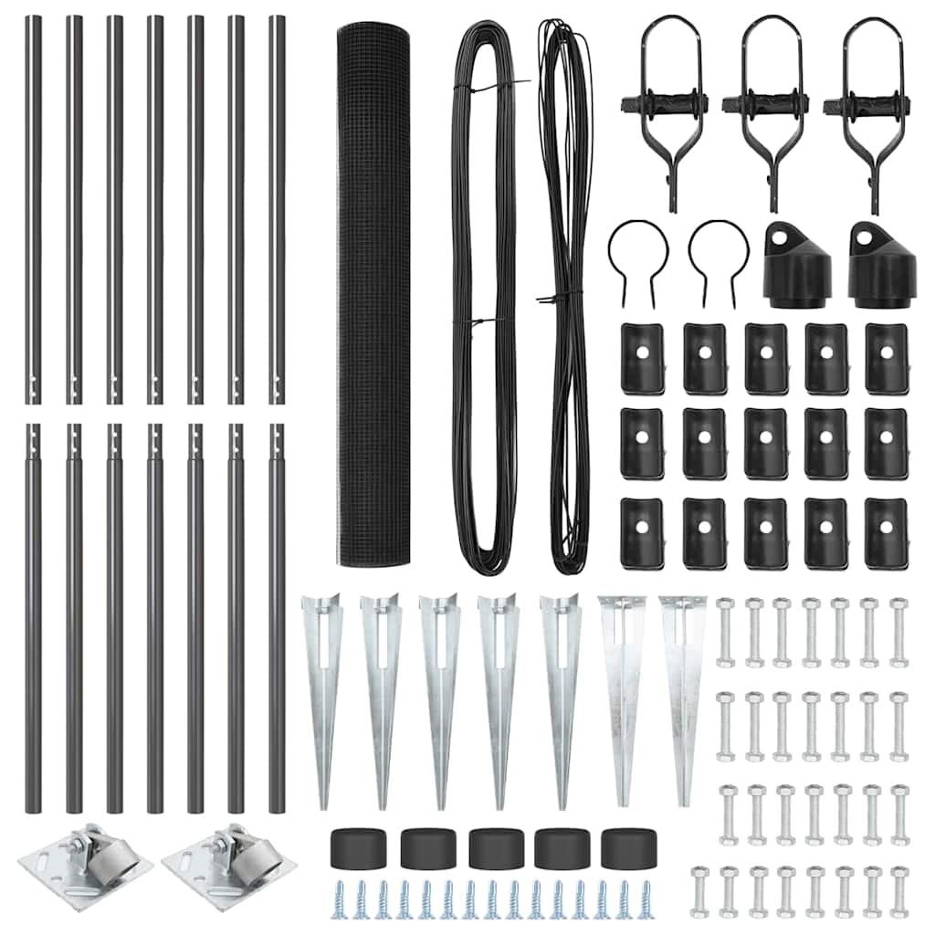 Recinzione con pali. Grigio 1.2 x 10 m Acciaio 3352167