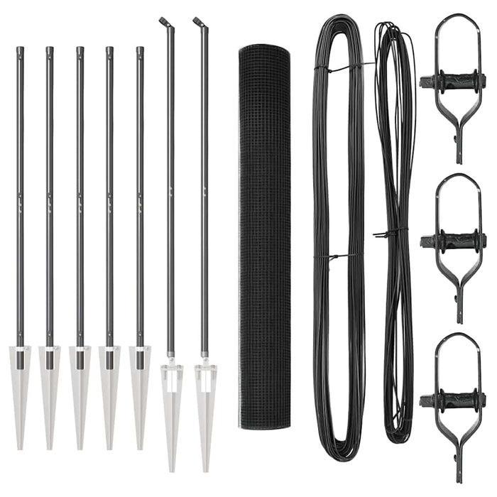 Recinzione con pali. Grigio 1.4 x 10 m Acciaio 3352173