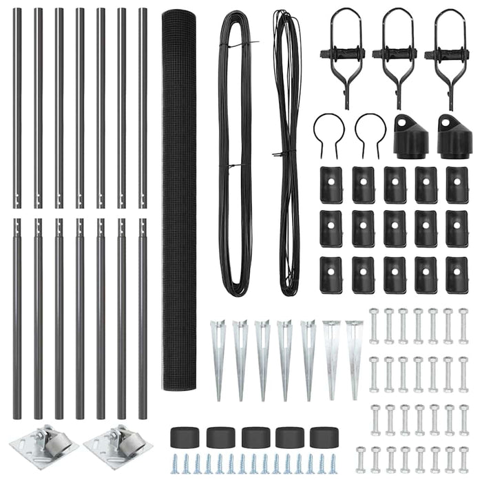 Recinzione con pali. Grigio 1.5 x 10 m Acciaio 3352178